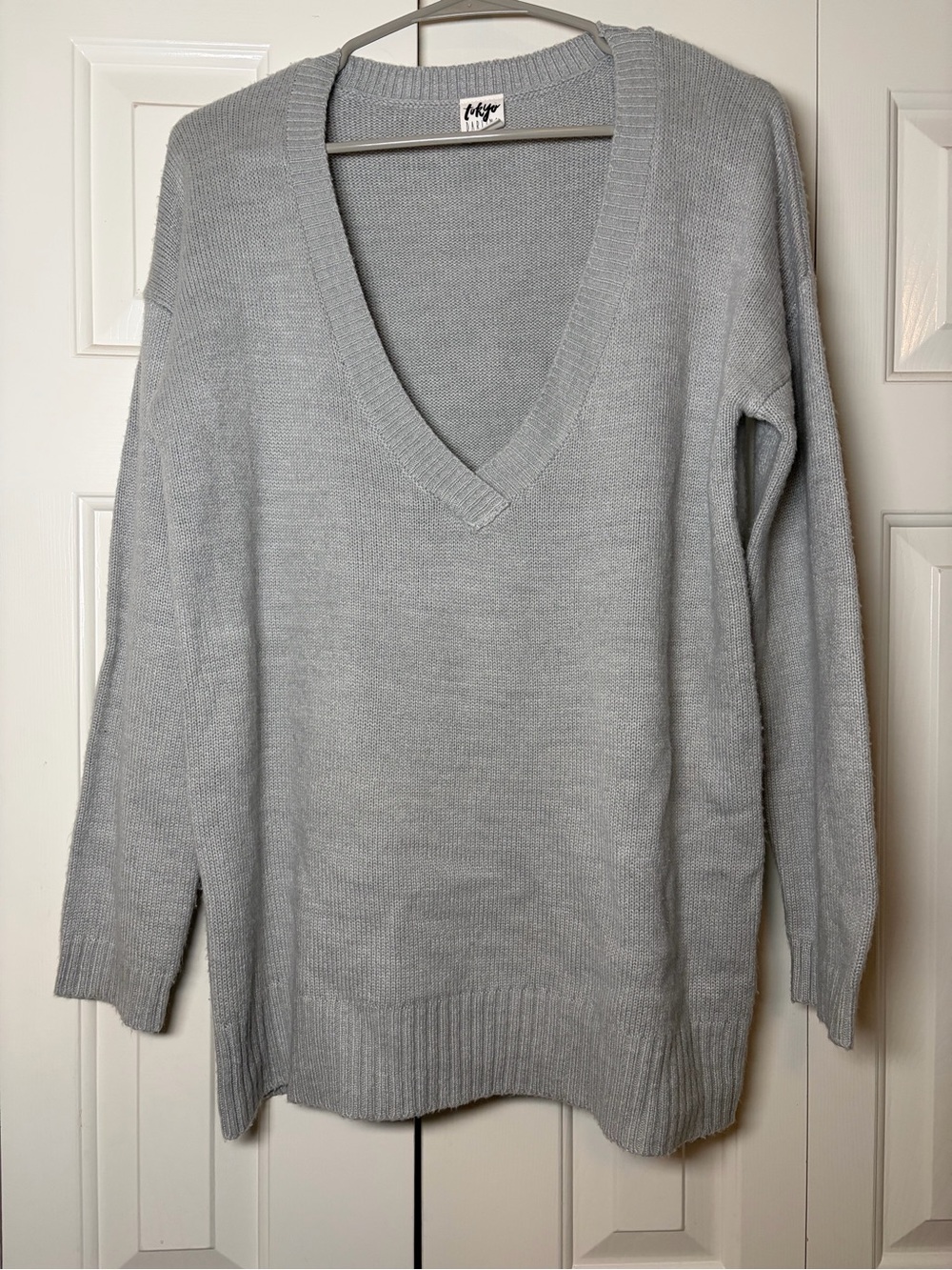 tokyo Darling Light Gray V-Neck Sweater